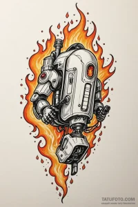 Tattoo design a stylized jetpack with flames... - эскиз тату (№1750949640_1, 26.06.2025 14:54) — Tatufoto.com