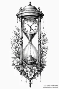 Tattoo design a broken clock or hourglass, wi... - эскиз тату (№1750949947_0, 26.06.2025 14:59) — Tatufoto.com