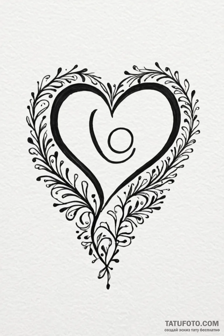 Tattoo sketch a heart silhouette made of a fa... - эскиз тату (№1750950703_0, 26.06.2025 15:11) — Tatufoto.com