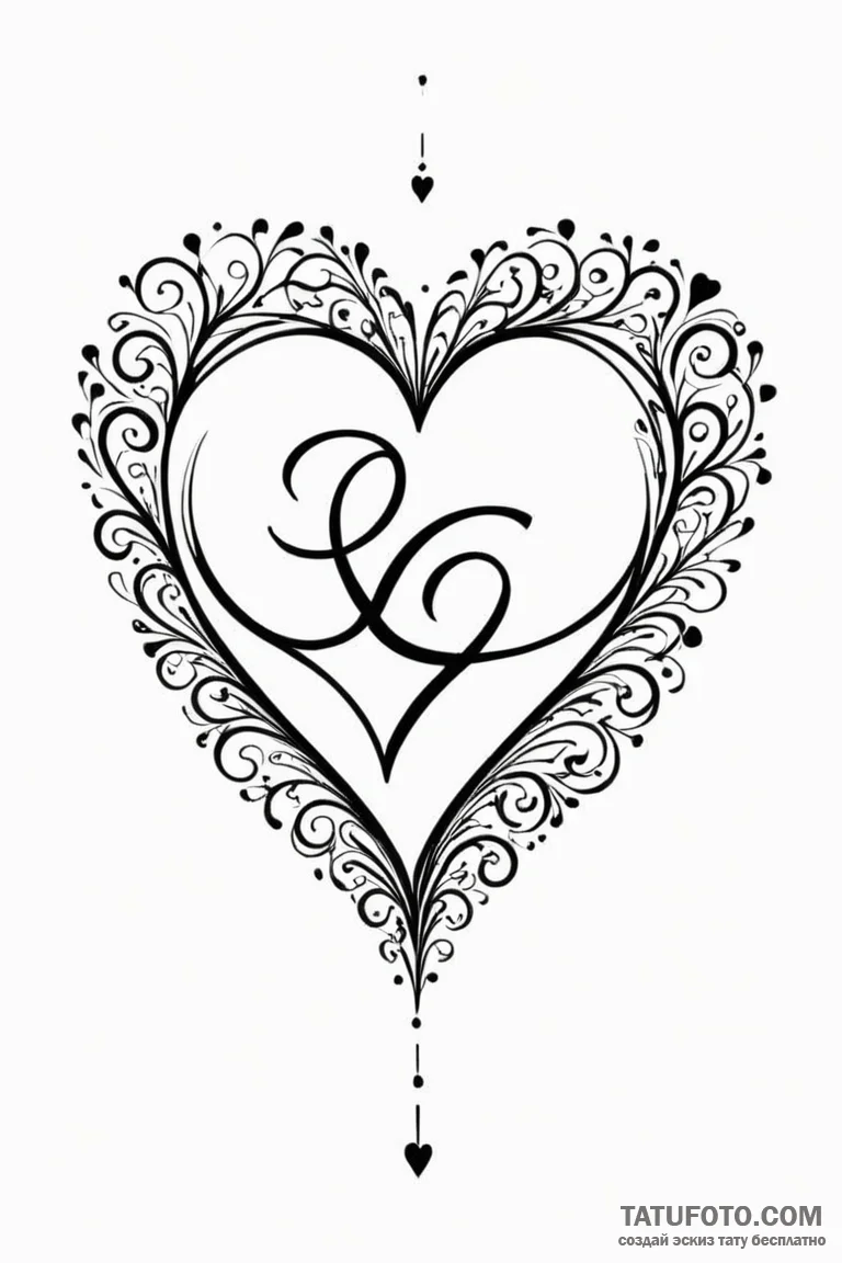 Tattoo sketch a heart silhouette made of a fa... - эскиз тату (№1750950703_1, 26.06.2025 15:11) — Tatufoto.com