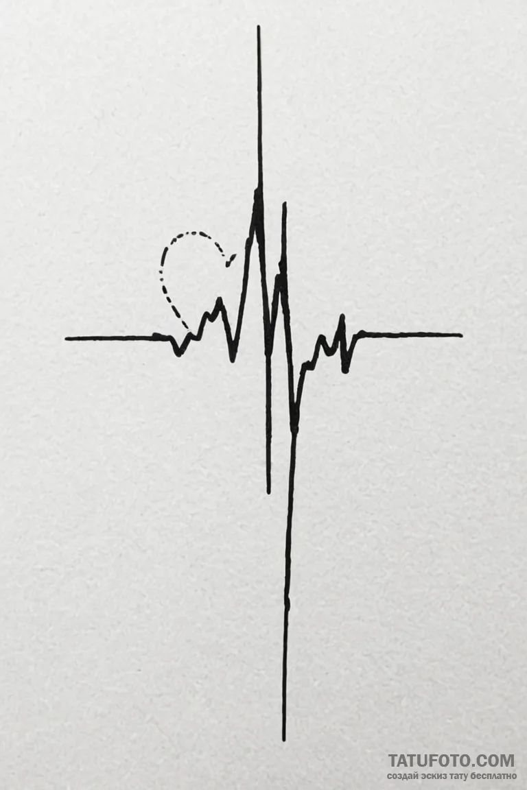 Tattoo sketch a minimalist heartbeat line. - эскиз тату (№1750950865_0, 26.06.2025 15:14) — Tatufoto.com