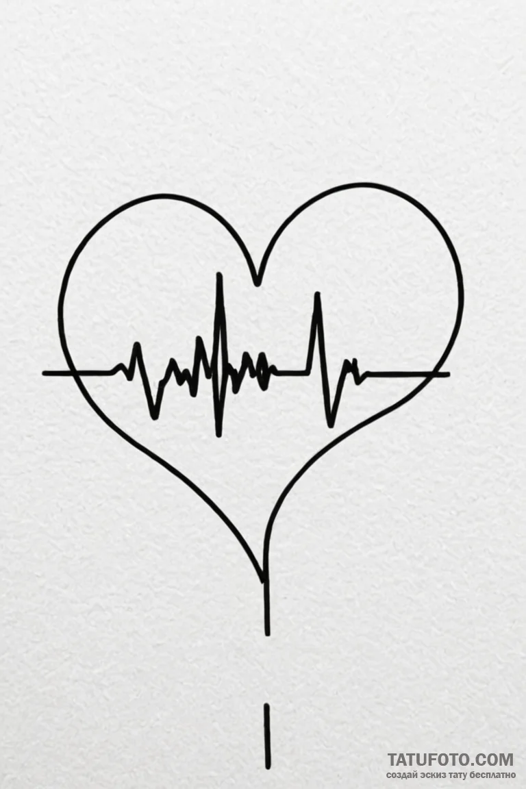 Tattoo sketch a minimalist heartbeat line. - эскиз тату (№1750950865_1, 26.06.2025 15:14) — Tatufoto.com