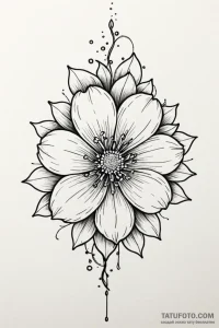 Tattoo design a flower blooming through a see... - эскиз тату (№1750951110_0, 26.06.2025 15:18) — Tatufoto.com