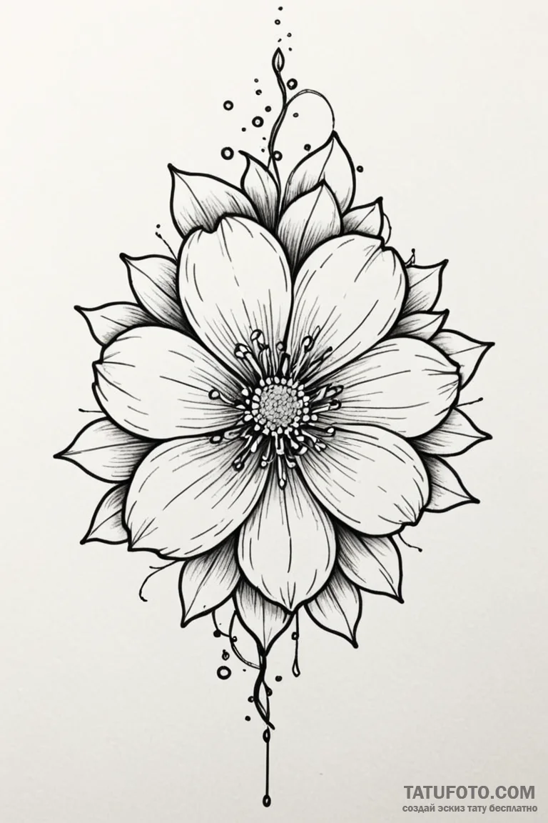 Tattoo design a flower blooming through a see... - эскиз тату (№1750951110_0, 26.06.2025 15:18) — Tatufoto.com