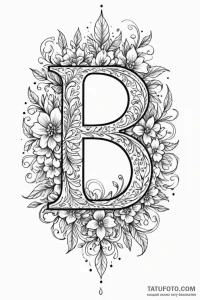 Tattoo sketch a hidden initial in a pattern. - эскиз тату (№1750951335_0, 26.06.2025 15:22) — Tatufoto.com