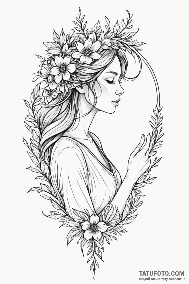 Tattoo design a virgo maiden, half abstract l... - эскиз тату (№1750951869_0, 26.06.2025 15:31) — Tatufoto.com