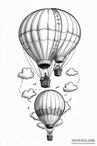 Tattoo sketch two halves of a hot air balloon... - эскиз тату (№1750952499_0, 26.06.2025 15:41) — Tatufoto.com