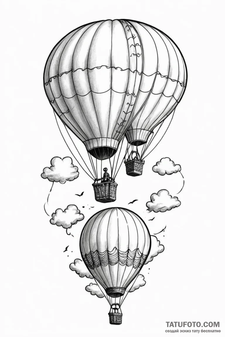 Tattoo sketch two halves of a hot air balloon... - эскиз тату (№1750952499_0, 26.06.2025 15:41) — Tatufoto.com