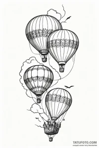Tattoo sketch two halves of a hot air balloon... - эскиз тату (№1750952499_1, 26.06.2025 15:41) — Tatufoto.com