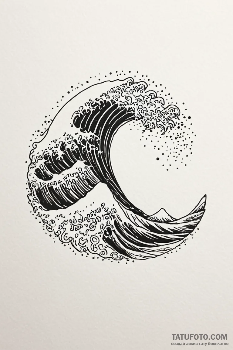 Tattoo design a small, graceful wave with sub... - эскиз тату (№1750952659_0, 26.06.2025 15:44) — Tatufoto.com