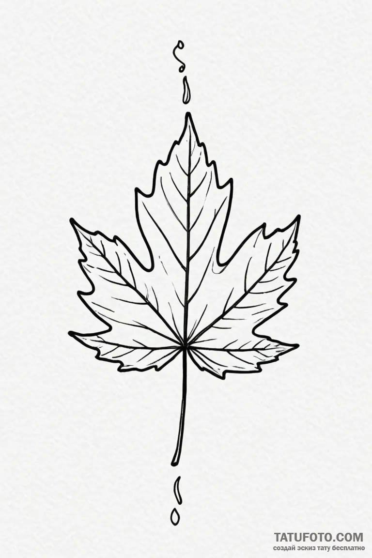 Tattoo design a single, falling autumn leaf w... - эскиз тату (№1750952819_0, 26.06.2025 15:46) — Tatufoto.com