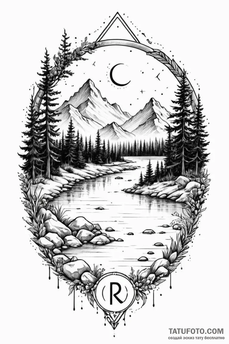 122. tattoo design: a "lelya" rune integrated... - эскиз тату (№1750952967_1, 26.06.2025 15:49) — Tatufoto.com