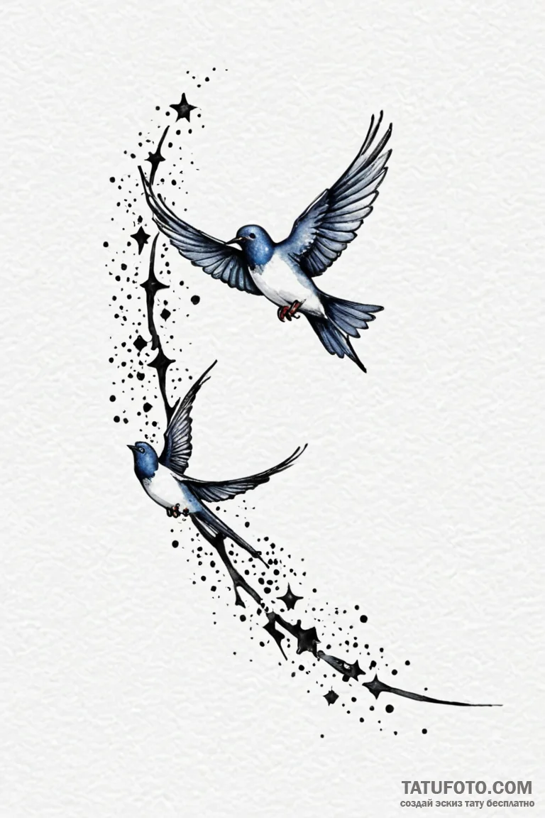 Tattoo design a bird (e.g., swallow, dove) in... - эскиз тату (№1750953500_1, 26.06.2025 15:58) — Tatufoto.com