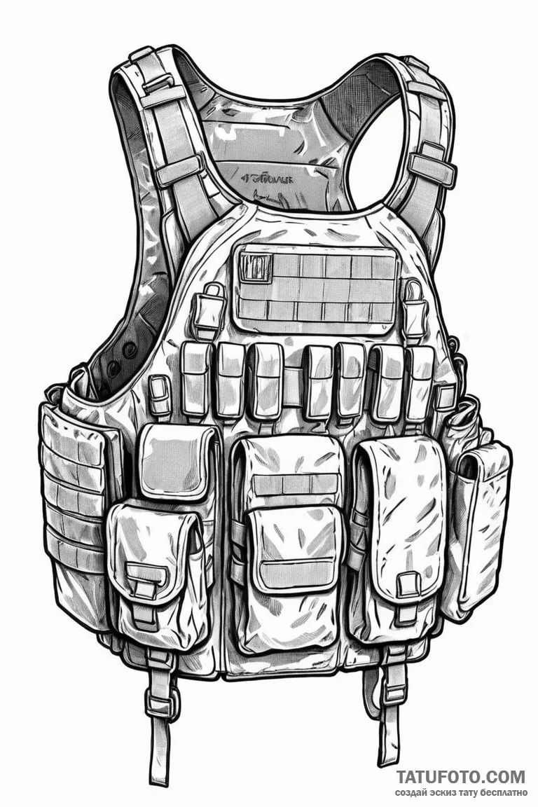 Tattoo sketch a generic tactical vest or plat... - эскиз тату (№1750953574_0, 26.06.2025 15:59) — Tatufoto.com