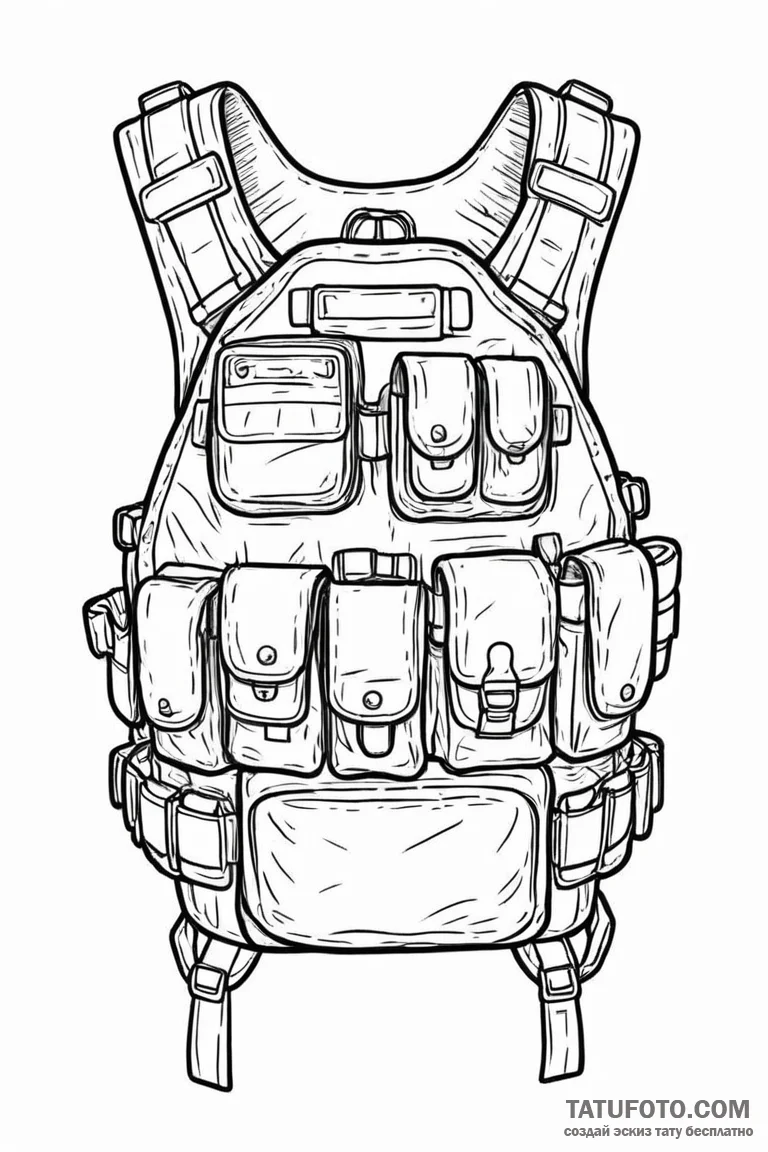 Tattoo sketch a generic tactical vest or plat... - эскиз тату (№1750953574_1, 26.06.2025 15:59) — Tatufoto.com