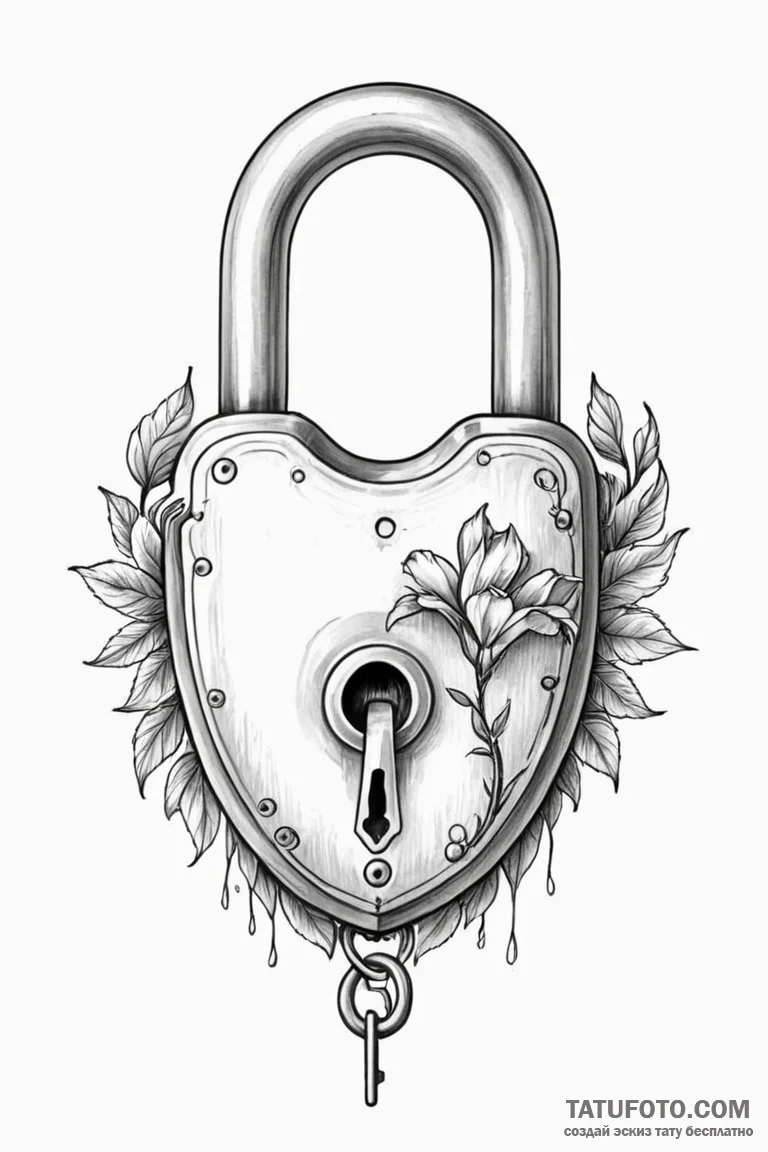 Tattoo sketch a stylized lock on one partner,... - эскиз тату (№1750954307_0, 26.06.2025 16:11) — Tatufoto.com