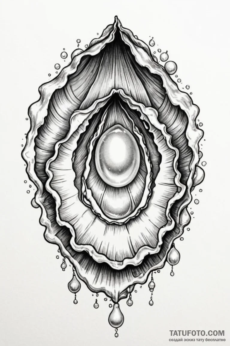 Tattoo design a delicate pearl in an open oys... - эскиз тату (№1750955254_0, 26.06.2025 16:27) — Tatufoto.com