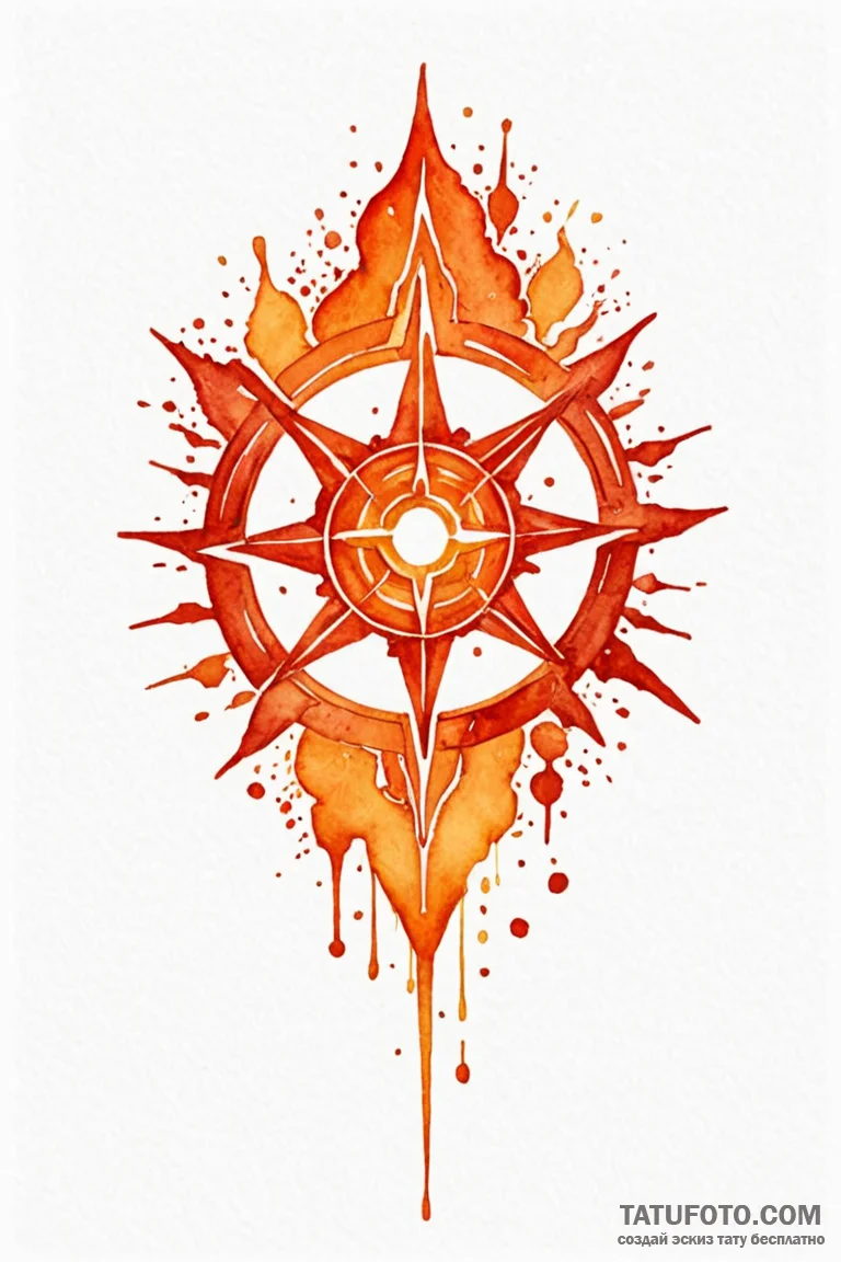Tattoo sketch: watercolor splashes of orange,... - эскиз тату (№1750956257_0, 26.06.2025 16:44) — Tatufoto.com