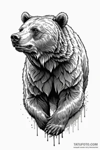 Tattoo sketch a detailed grizzly bear in a po... - эскиз тату (№1750956327_1, 26.06.2025 16:45) — Tatufoto.com