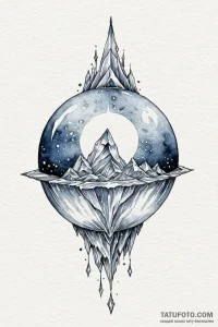 Tattoo sketch a mysterious, glowing orb or cr... - эскиз тату (№1750956400_0, 26.06.2025 16:46) — Tatufoto.com