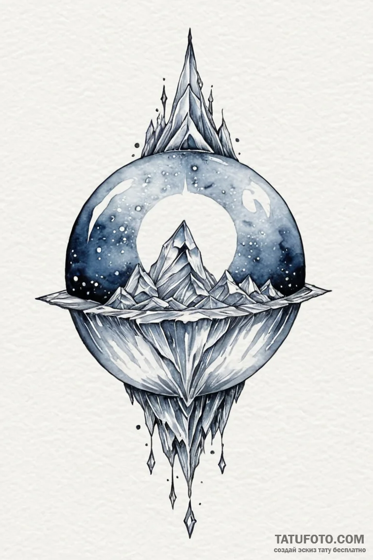 Tattoo sketch a mysterious, glowing orb or cr... - эскиз тату (№1750956400_0, 26.06.2025 16:46) — Tatufoto.com