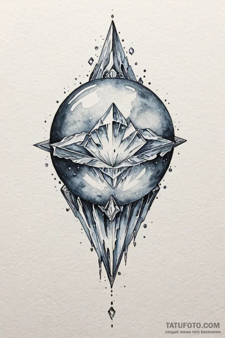 Tattoo sketch a mysterious, glowing orb or cr... - эскиз тату (№1750956400_1, 26.06.2025 16:46) — Tatufoto.com