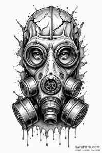 Tattoo sketch a post-apocalyptic gas mask wit... - эскиз тату (№1750956557_0, 26.06.2025 16:49) — Tatufoto.com