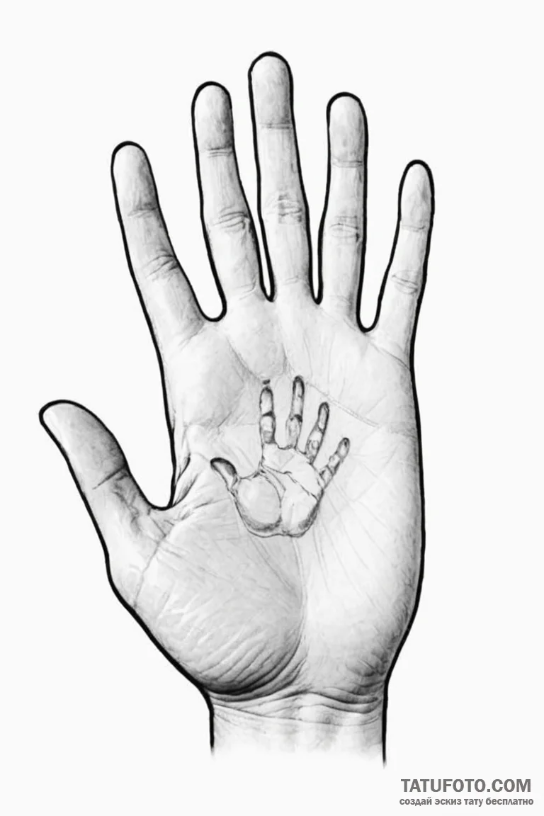 Tattoo sketch a subtle 'handprint' of a lost... - эскиз тату (№1750956702_0, 26.06.2025 16:51) — Tatufoto.com