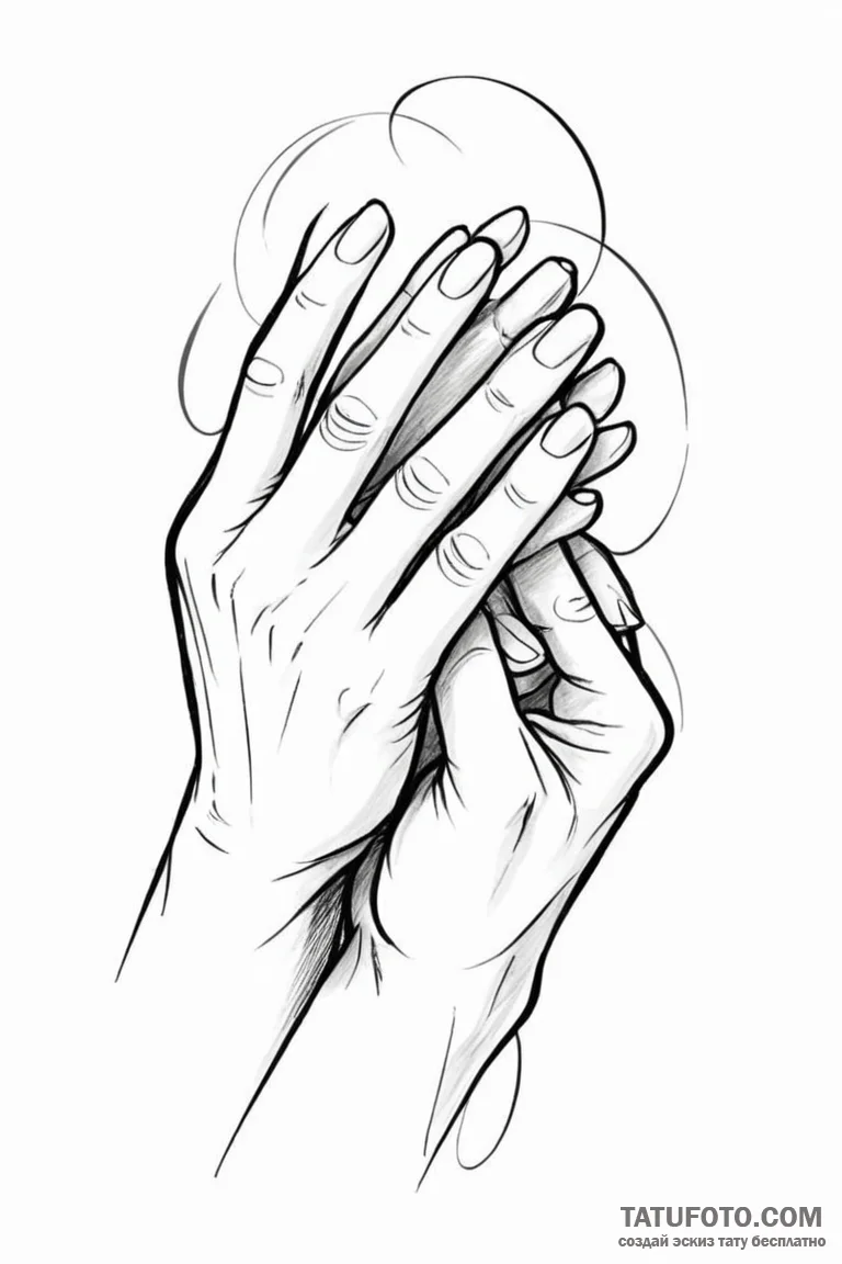 Tattoo design a minimalist tattoo of hands cl... - эскиз тату (№1750957126_1, 26.06.2025 16:58) — Tatufoto.com