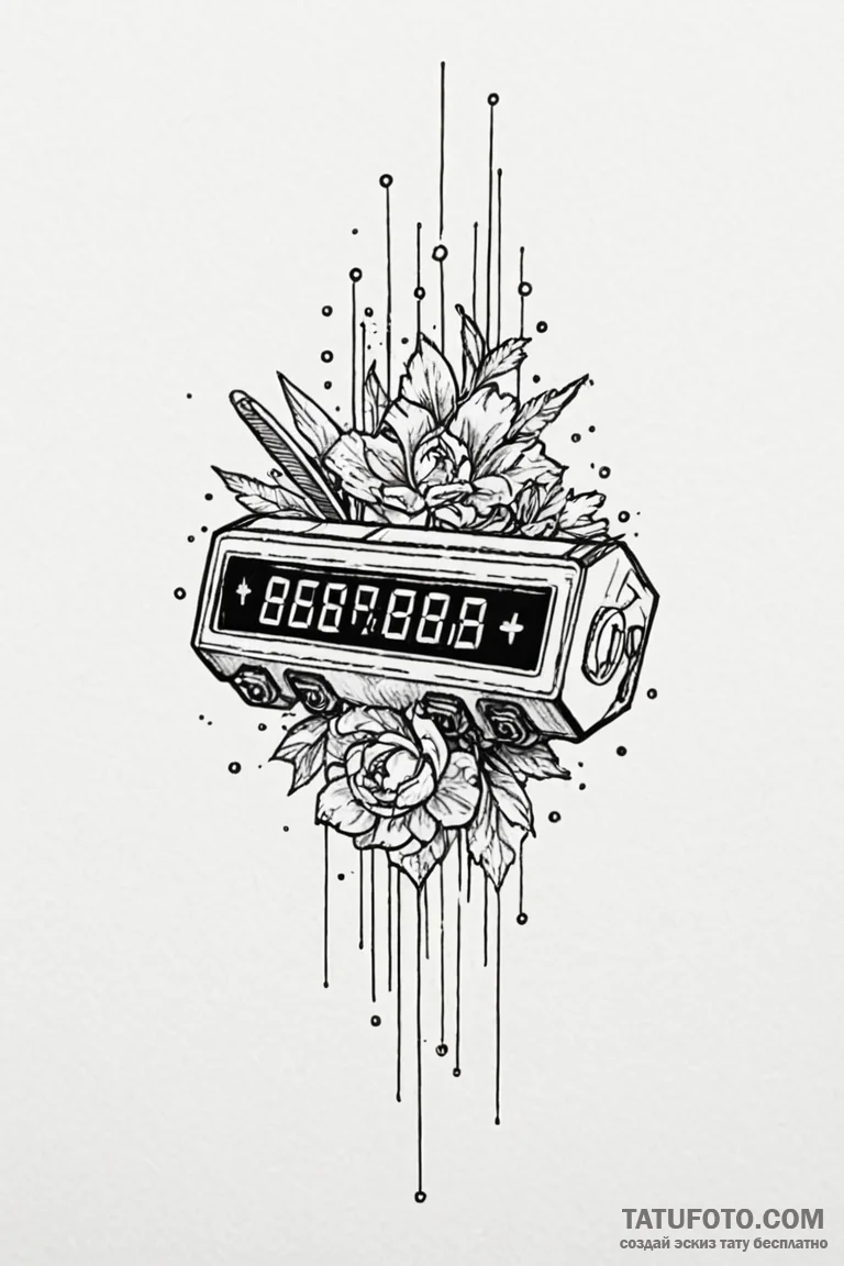 Tattoo sketch a pixelated score counter with... - эскиз тату (№1750957196_0, 26.06.2025 16:59) — Tatufoto.com