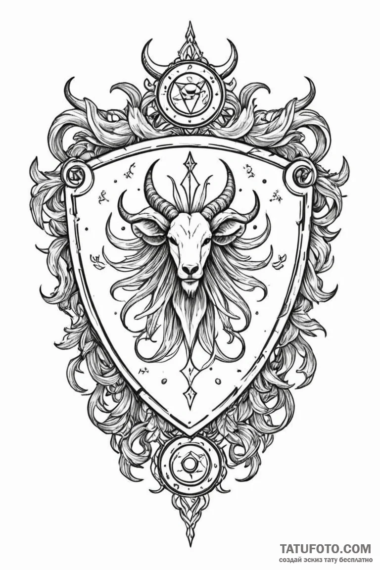 Tattoo sketch a zodiac symbol integrated into... - эскиз тату (№1750957266_0, 26.06.2025 17:01) — Tatufoto.com