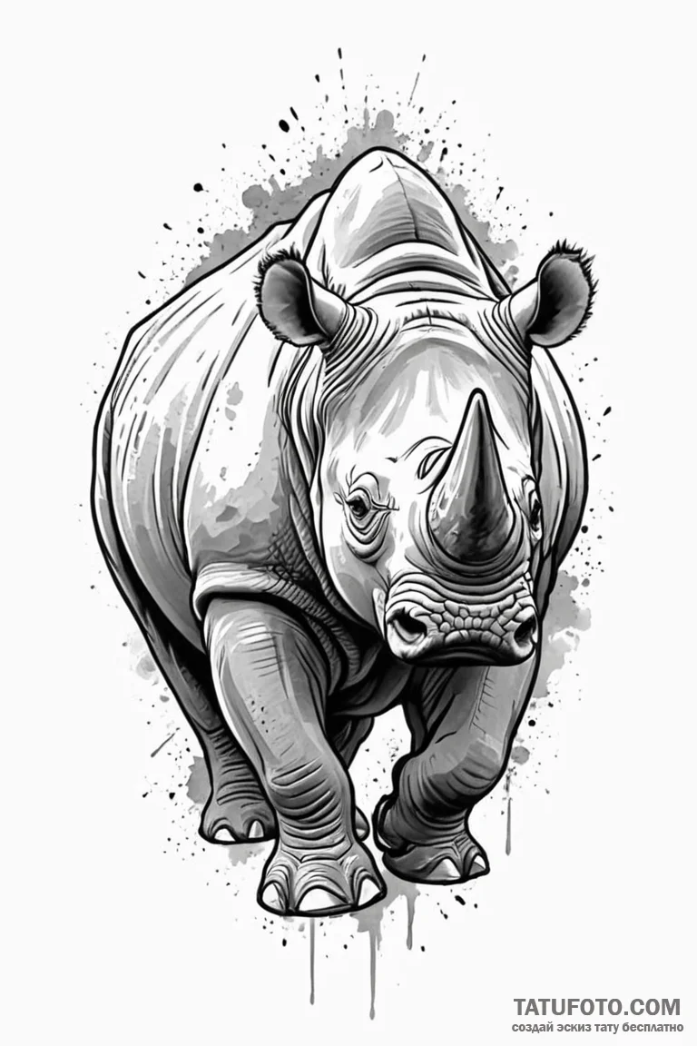 Tattoo design a charging rhinoceros, represen... - эскиз тату (№1750957339_1, 26.06.2025 17:02) — Tatufoto.com