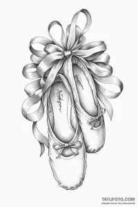 Tattoo design a graceful ballet slipper with... - эскиз тату (№1750958241_0, 26.06.2025 17:17) — Tatufoto.com