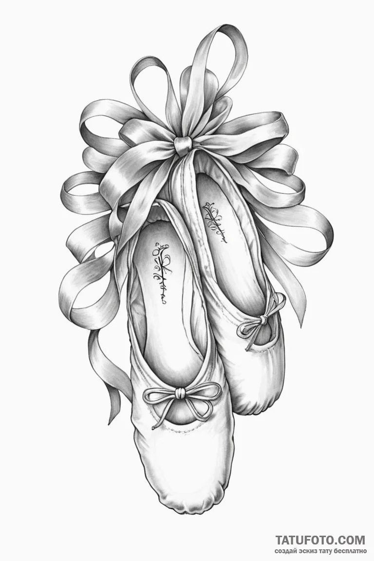 Tattoo design a graceful ballet slipper with... - эскиз тату (№1750958241_0, 26.06.2025 17:17) — Tatufoto.com