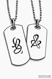 Tattoo sketch a pair of dog tags with a signi... - эскиз тату (№1750958827_0, 26.06.2025 17:27) — Tatufoto.com