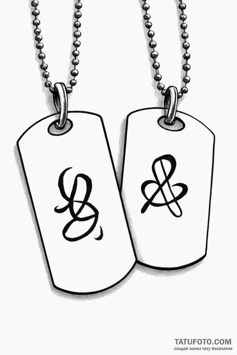 Tattoo sketch a pair of dog tags with a signi... - эскиз тату (№1750958827_0, 26.06.2025 17:27) — Tatufoto.com