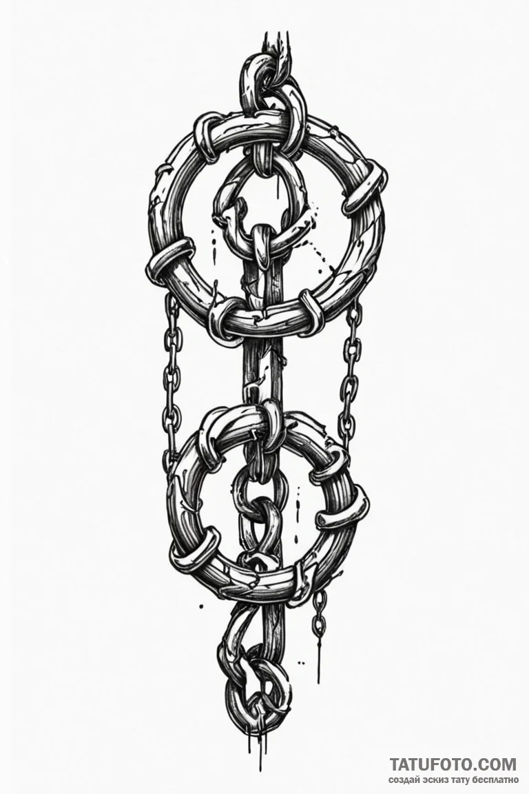 Tattoo sketch a broken chain with one strong,... - эскиз тату (№1750958964_0, 26.06.2025 17:29) — Tatufoto.com