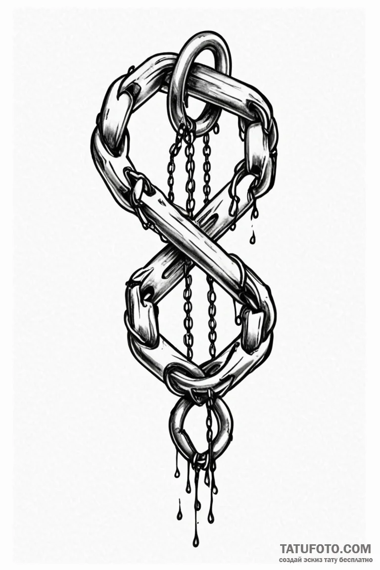 Tattoo sketch a broken chain with one strong,... - эскиз тату (№1750958964_1, 26.06.2025 17:29) — Tatufoto.com