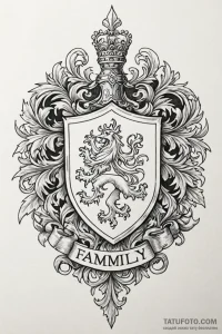 Tattoo sketch a family crest (generic, non-sp... - эскиз тату (№1750959168_1, 26.06.2025 17:32) — Tatufoto.com
