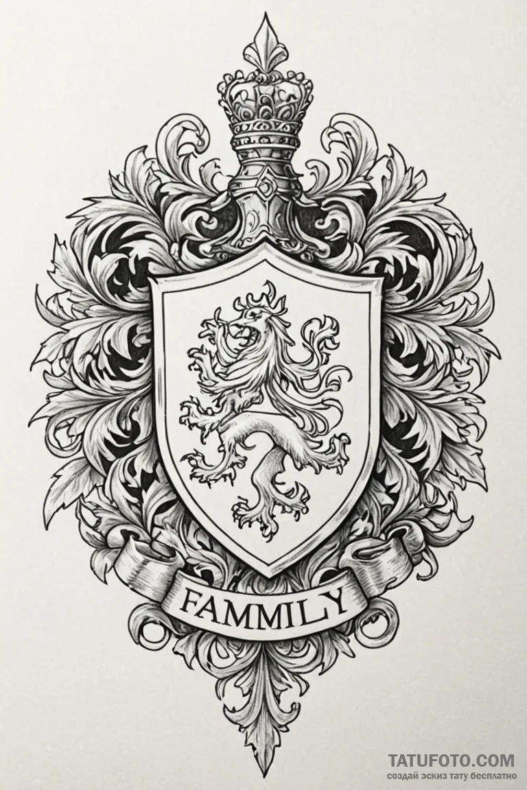 Tattoo sketch a family crest (generic, non-sp... - эскиз тату (№1750959168_1, 26.06.2025 17:32) — Tatufoto.com