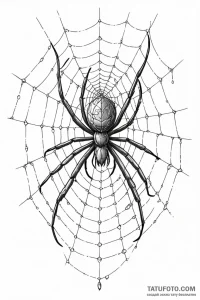 A close-up of a spider weaving its intricate... - эскиз тату (№1750959715_1, 26.06.2025 17:41) — Tatufoto.com