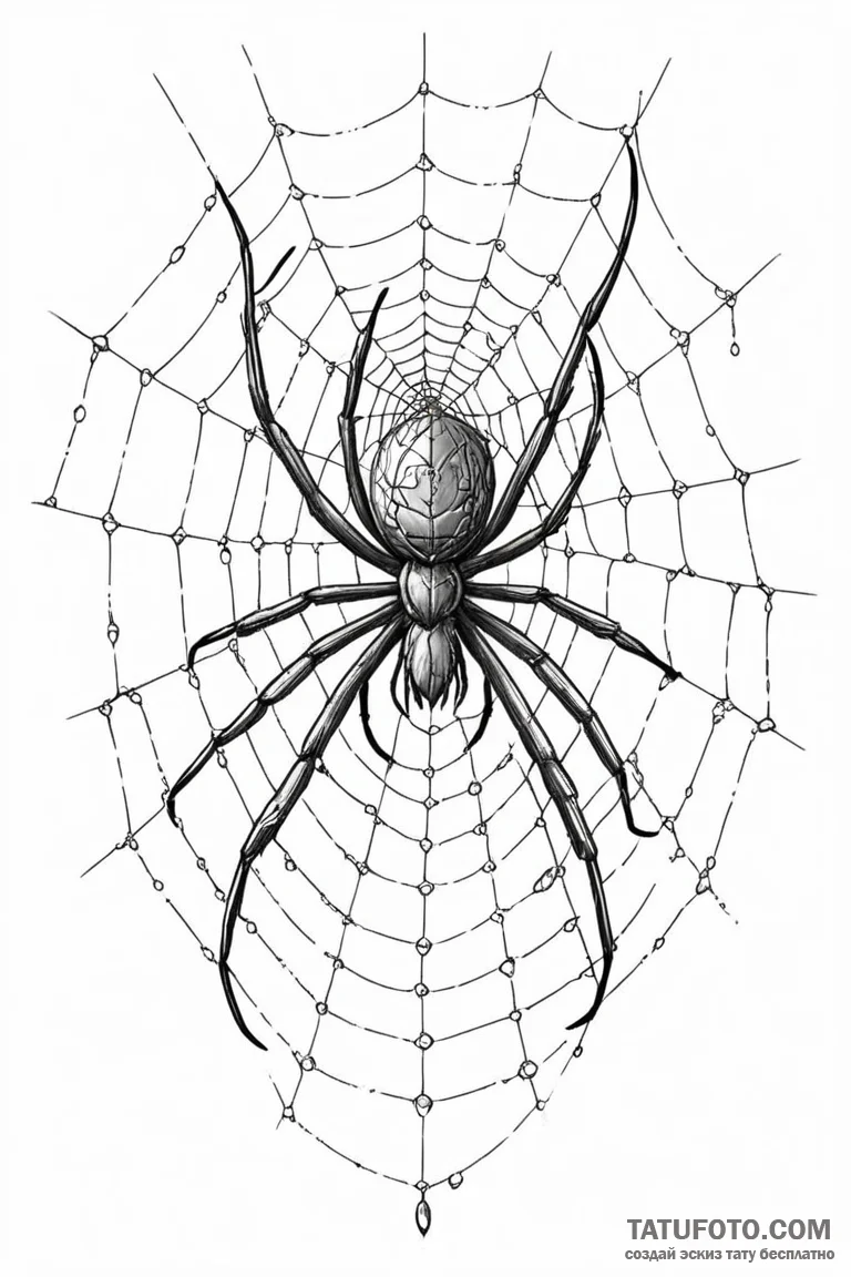 A close-up of a spider weaving its intricate... - эскиз тату (№1750959715_1, 26.06.2025 17:41) — Tatufoto.com