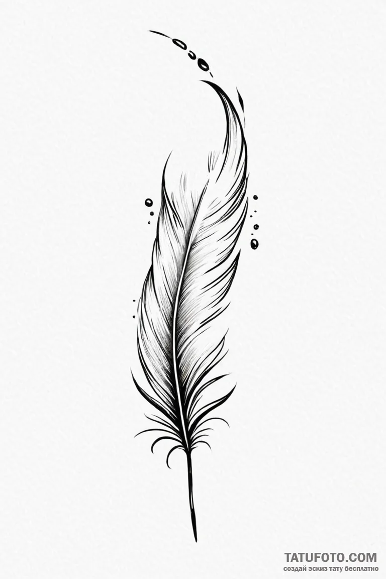 Tattoo design a single feather falling, symbo... - эскиз тату (№1750959915_0, 26.06.2025 17:45) — Tatufoto.com
