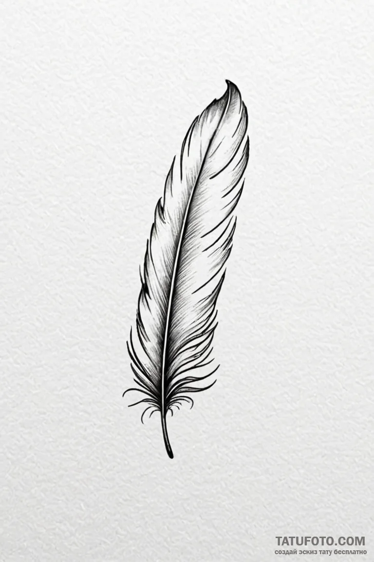 Tattoo design a single feather falling, symbo... - эскиз тату (№1750959915_1, 26.06.2025 17:45) — Tatufoto.com
