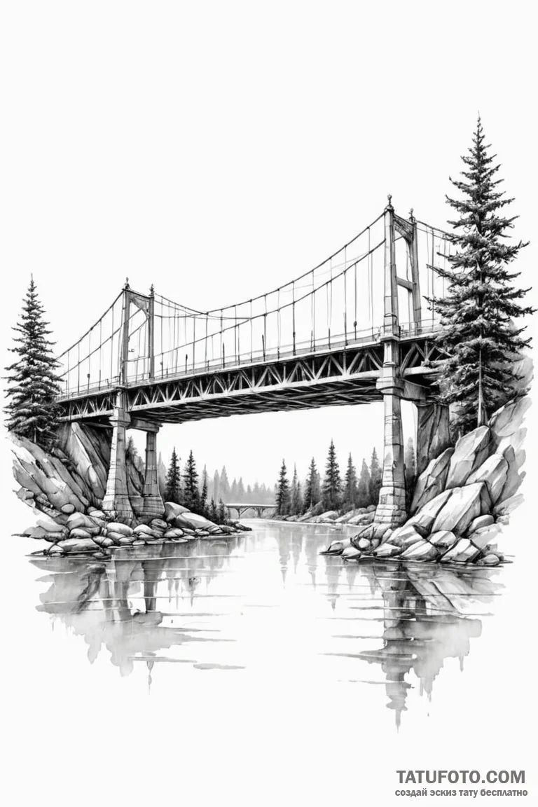 A view of a bridge from directly underneath,... - эскиз тату (№1750959982_1, 26.06.2025 17:46) — Tatufoto.com