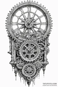 The inside of a clock tower, showing the mass... - эскиз тату (№1750960049_0, 26.06.2025 17:47) — Tatufoto.com