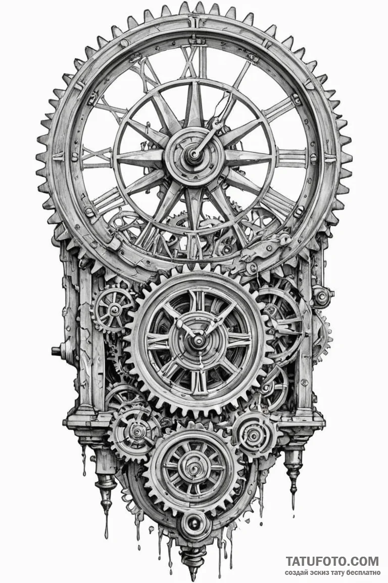 The inside of a clock tower, showing the mass... - эскиз тату (№1750960049_0, 26.06.2025 17:47) — Tatufoto.com