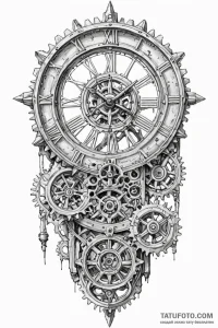 The inside of a clock tower, showing the mass... - эскиз тату (№1750960049_1, 26.06.2025 17:47) — Tatufoto.com