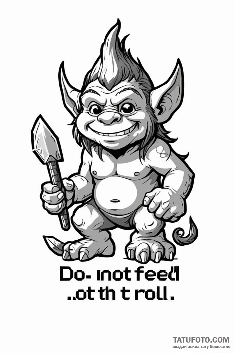Tattoo design 'do not feed the troll' in a pl... - эскиз тату (№1750960927_0, 26.06.2025 18:02) — Tatufoto.com