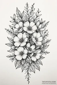 Tattoo sketch a cluster of birth flowers for... - эскиз тату (№1750961129_0, 26.06.2025 18:05) — Tatufoto.com